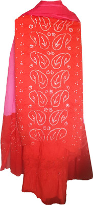 

Banjara India Cotton Embellished Salwar Suit Dupatta Material(Un-stitched), Orange and pink