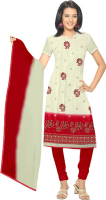 

Party Wear Dresses Cotton Embroidered Salwar Suit Dupatta Material(Un-stitched), Beige