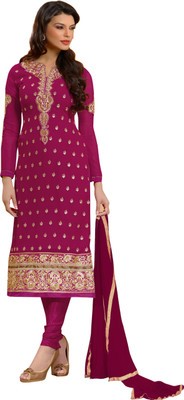 

Jiya Georgette Self Design, Embroidered Salwar Suit Dupatta Material(Un-stitched), Pink