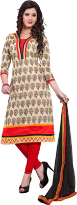 

Jiya Chanderi Self Design, Printed Salwar Suit Dupatta Material(Un-stitched), Beige;multicolor;red