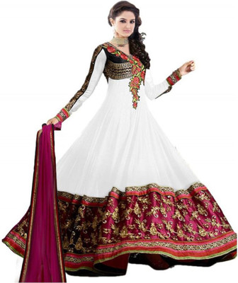 

Ganesha Creation Georgette Embroidered Salwar Suit Dupatta Material(Un-stitched), Dark white