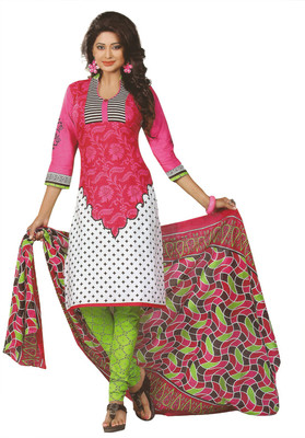 

Pshopee Cotton Printed Salwar Suit Dupatta Material(Un-stitched), Pink