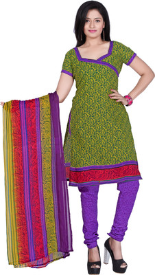 

Trendz Apparels Cotton Printed Dress/Top Material(Un-stitched), Green