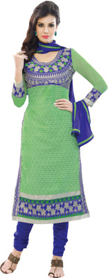 

Khushali Georgette Self Design, Embroidered Dress/Top Material(Un-stitched), Blue;light green