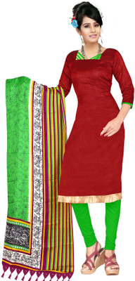 

Jiya Silk Self Design Salwar Suit Dupatta Material(Un-stitched), Green;red