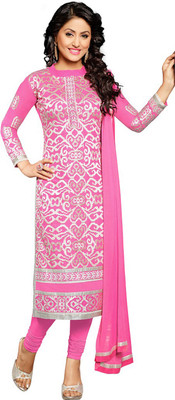 

Jiya Cotton Self Design, Embroidered Salwar Suit Dupatta Material(Un-stitched), Pink