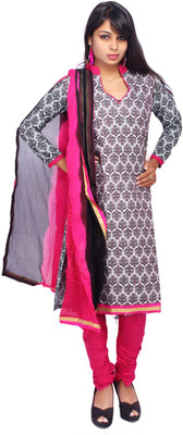 

Roohi Cotton Embroidered Salwar Suit Dupatta Material(Un-stitched), Black