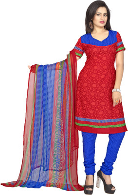 

Jiya Crepe Printed Dress/Top Material(Un-stitched), Blue;red