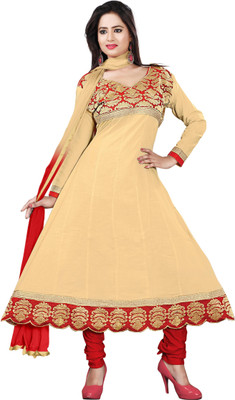 

Vardhman Synthetics Cotton Embroidered Dress/Top Material(Un-stitched), Chiku