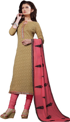 

Khushali Jacquard Self Design, Embroidered Salwar Suit Dupatta Material(Un-stitched), Beige;pink