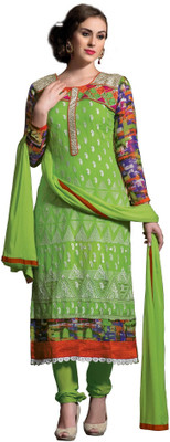 

Trendz Apparels Georgette Embroidered Dress/Top Material(Un-stitched), Green