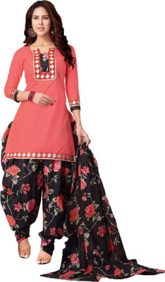 

Party Wear Dresses Cotton Printed Salwar Suit Dupatta Material(Un-stitched), Red