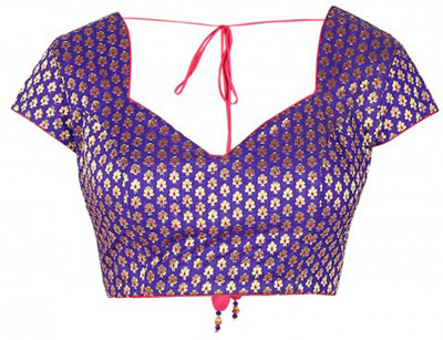 

V And V Shop Jacquard Printed Blouse Material(Un-stitched), Blue