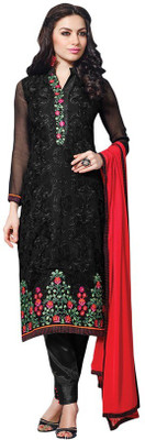 

Trendz Apparels Georgette Embroidered Salwar Suit Dupatta Material(Un-stitched), Black