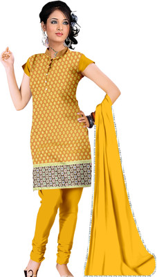 

Party Wear Dresses Cotton Embroidered Salwar Suit Dupatta Material(Un-stitched), Yellow