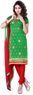 

Lunawat Synthetics Chanderi Embroidered Salwar Suit Dupatta Material(Un-stitched), Green