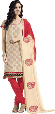 

Parishi Fashion Jacquard Embroidered Salwar Suit Dupatta Material(Un-stitched), White
