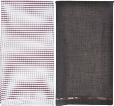 

Gwalior Suitings Cotton Polyester Blend Checkered Shirt & Trouser Fabric(Un-stitched), Brown