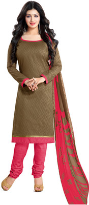 

Khushali Jacquard Self Design Salwar Suit Dupatta Material(Un-stitched), Brown;pink