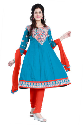 

Vardhman Synthetics Cotton Embroidered Dress/Top Material(Un-stitched), Sky blue