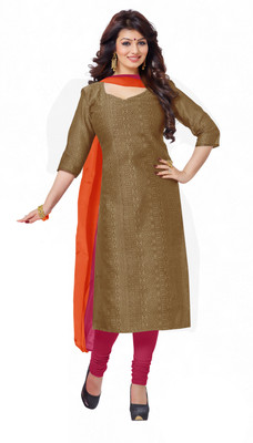 

Khushali Chanderi Self Design Salwar Suit Dupatta Material(Un-stitched), Brown;orange;pink