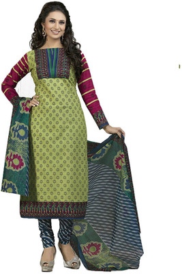

Party Wear Dresses Cotton Printed Semi-stitched Salwar Suit Dupatta Material, Pink
