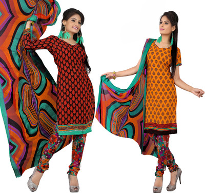 

Jiya Crepe Self Design, Printed Salwar Suit Dupatta Material(Un-stitched), Brown;multicolor;orange;red