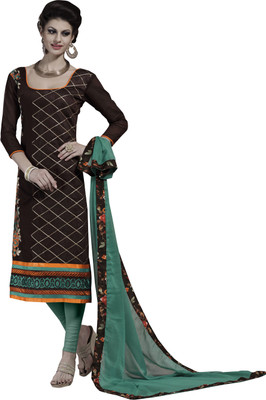 

Jiya Chanderi Self Design, Embroidered Salwar Suit Dupatta Material(Un-stitched), Brown