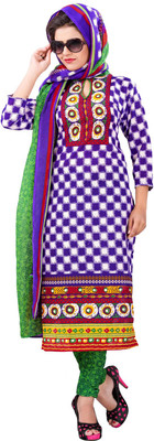 

Fashion India Cotton Polyester Blend Printed Dress/Top Material(Un-stitched), Multicolor