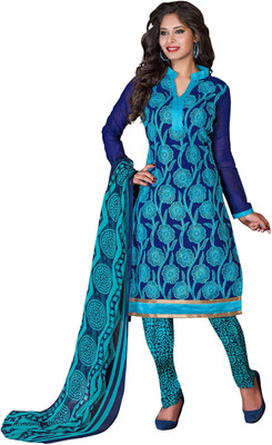 

Khushali Chanderi Self Design, Embroidered Salwar Suit Dupatta Material(Un-stitched), Blue;light blue