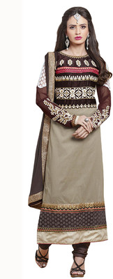 

Jiya Cotton Self Design, Embroidered Salwar Suit Dupatta Material(Un-stitched), Beige;brown