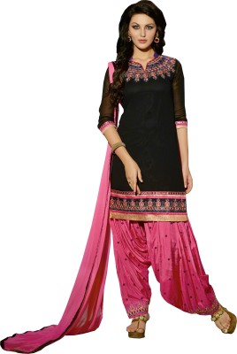 

Jiya Georgette Self Design, Embroidered, Embellished Salwar Suit Dupatta Material(Un-stitched), Black;pink