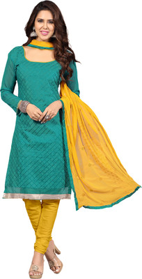 

Jiya Chanderi Self Design, Embroidered Salwar Suit Dupatta Material(Un-stitched), Green;yellow