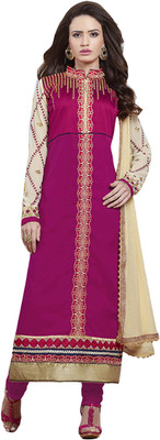 

Jiya Cotton Self Design, Embroidered Salwar Suit Dupatta Material(Un-stitched), Beige;pink