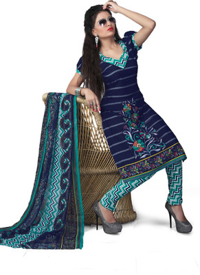 

Trendz Apparels Crepe Printed Salwar Suit Dupatta Material(Un-stitched), Blue