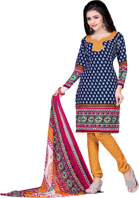 

Women Latest Fancy Designer Salwar Suit Crepe Printed Salwar Suit Dupatta Material(Un-stitched), Multicolor