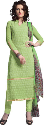 

Vandv Shop Chiffon Embroidered Salwar Suit Dupatta Material(Un-stitched), Light green