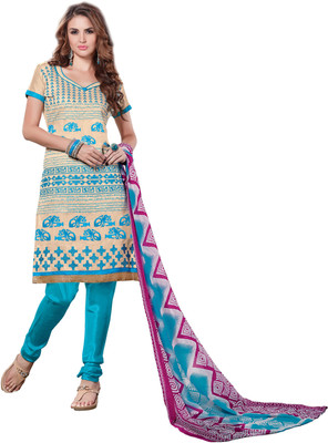 

Khushali Chanderi Self Design, Embroidered Salwar Suit Dupatta Material(Un-stitched), Beige;light blue;multicolor