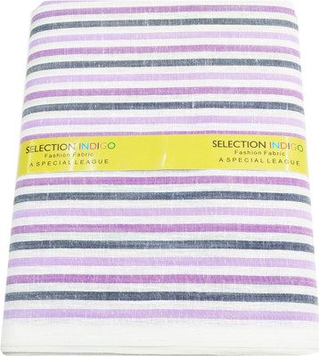 

Selection Indigo Cotton Linen Blend Striped Shirt Fabric(Un-stitched), Purple