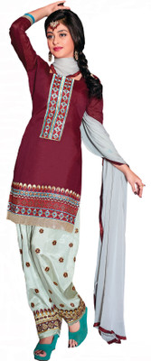 

Vbuyz Jacquard Embroidered Semi-stitched Salwar Suit Dupatta Material, Maroon