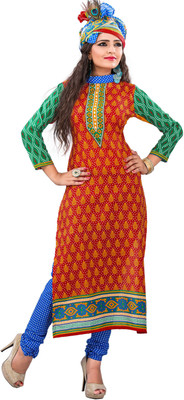

Khushali Cotton Self Design, Printed Salwar Suit Dupatta Material(Un-stitched), Orange;red