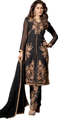

Ewows Georgette Embellished Salwar Suit Dupatta Material(Un-stitched), Black
