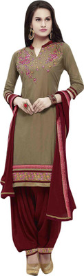 

Dazzling Array Cotton Embroidered Semi-stitched Salwar Suit Dupatta Material, Beige