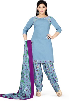 

Pshopee Cotton Printed Salwar Suit Dupatta Material(Un-stitched), Light blue