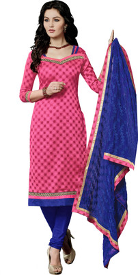 

Jiya Silk Self Design Salwar Suit Dupatta Material(Un-stitched), Blue;pink