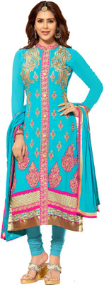

Khushali Georgette Self Design, Embroidered, Embellished Dress/Top Material(Un-stitched), Sky blue