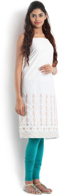

Kasturi-B Swadeshi Karigari Cotton Embroidered Kurta Fabric(Un-stitched), White