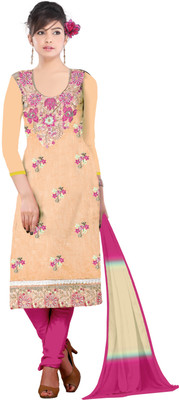 

Jiya Chanderi Self Design, Embroidered, Embellished Salwar Suit Dupatta Material(Un-stitched), Beige;pink