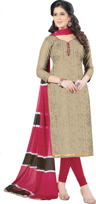 

Jiya Chanderi Self Design, Embroidered Salwar Suit Dupatta Material(Un-stitched), Beige;brown;red