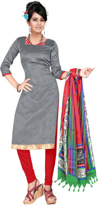 

Khushali Silk Self Design Salwar Suit Dupatta Material(Un-stitched), Grey;red